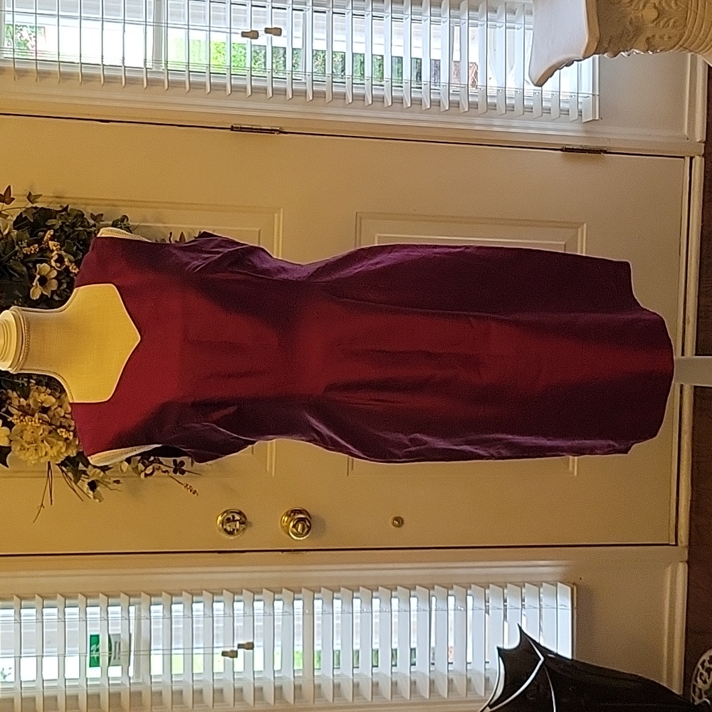 Worthington magenta embroidered 100% silk sleeveless dress lined 12P New…